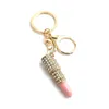 Crystal Lipstick Keyring Rhinestone for Woman Sieraden vrouwen charme auto gouden hanger Keychain 7 kleuren