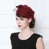 빈티지 프랑스 양모 여성 베레트 겨울 펠트 모자와 함께 보통 탑 모자 레이디 스튜어디스 캡 fes chapeau femme feutre 220627