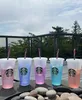 2022 Starbucks 24 unz/710 ml plastikowe kubki kubka wielokrotnego użytku przezroczyste picie Płaskie dolne filar Kształt Słaska Kubki Kubek Nowy gorący produkt do fabrycznej sprzedaży ABCD