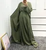3pcs Juego a juego Mujeres Musulmanas Abaya Moda Lino Dubai Modestado Modesto Conugo Islámico Cardigan Cardigan Falda delantera Eid 220714