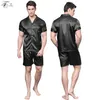 TonyCandice Satin Pajamas Shorts Rayon Silk Sleepwear Summer Pajama set Lightgown for Men Pajamas J190521344B2379003