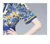 Temperament Lady Dress Short Sleeve Printed Dress 2022 Summer Pleated Dresses High-end Womens Fashion Dresses