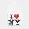 イブニングバッグInsファッションホワイトハンドメイドビーズバッグ私はニューヨークのブリーミングバルクが大好きです肩のメッセンジャー20220607