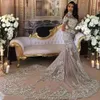 NEU!!! Sommer Hoher Kragen Meerjungfrau Hochzeitskleid Boho Lange Ärmel Bodenlangen Trompete Robe De Mariee Applikationen Dubai Afrikanische Brautkleider Maßgeschneiderte Kleider 2022