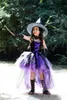 Girl039 habille des enfants violets girls halloween fée fête avec un chapeau de sorcière noire pour bébé bébé cosplames cosplames enfants d2611416