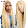 Brasileiro 613 Honey Blonde cor reta Human Hair Wig de 30 polegadas Lace sintética Perucas frontais para mulheres negras