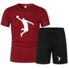 Summer Men s Brand Sportswear Shorts Set Short Sleeve Breattable Grid T Shirt and Casualwear Basketball Training 220712