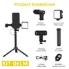 Wypełnienie LED Mikrofon przenośny statyw na żywo na żywo uchwyt na telefon fotograficzny selfie Stick Nagrywanie Uchwyt stabilizator Bluetooth