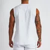 Plain Cotton Vneck Fitness Tank Top Men Summer Muscle Vest Gym Clothing Bodybuilding Sleeveless Shirt Workout Sports Singlets 220621