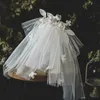 Veli da sposa vintage Veli da sposa corti Fiori fatti a mano di alta qualità con perle