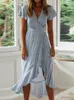 Aachoae robe de plage d'été femmes imprimé fleuri longue robe bohème à manches courtes Style Boho robe Maxi volants robe d'été robes 220517