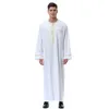 Roupa étnica Homem Abaya Muslim Vestido Paquistão Islã Abayas Robe Arábia Saudita Kleding Mannen Kaftan Oman Qamis Musulman De Mode Homme