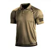 Camisetas masculinas para caminhadas táticas ao ar livre Exército militar de decote em V Camiseta de escalada de caça à caça