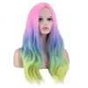 Natural Wave Synthetic Wigs Female Gradient Color Medium Long Curly Hair Wig Wholesale