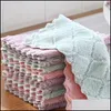 Cleaning Cloths Household Tools Housekee Organization Home Garden Double-Layer Absorbent Microfiber Kitchen Dish Cloth Non-Stick Oil Clean