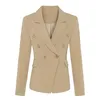 TOP QUALITY Stylish Classic Designer Blazer Women's Double Breasted Metal Lion Buttons Blazer Jacket Outer Wear Khaki 220402