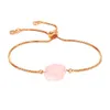 Bracelet chaîne en or rose pour femmes, énergie diffuse, guérison, chakra, cristal, manchette de yoga, pierres précieuses brutes, bijoux de couple en pierre brute originale
