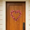 Decorative Flowers & Wreaths Valentine Day Heart Wreath Artificial Red With LED Lights For Wedding Front Door Wall Window Mantel DecorDecora