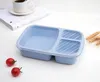 Lunch Box 3 Grid Wheat Straw Bento Bagsradable Transparent Lid Food Container For Work Portable Student Lunch Boxes Containers by sea 300pcs DAT463