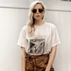 Goat Head Print Graphic Tees Women Summer Short Sleeve O Neck Cotton Chic T Shirt Casual Vintage Hippie Shirts Tops 2021 210317