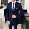 Suit Coat + Pants 2 Pcs Set / Fashion Men's High Quality Low Price Business Wedding Groom Pure Color Blazers Trousers 220504