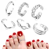 Dainty Cute Silver Toe Ring Foot Finger Beach Sexy Body Jewelry for Women Adjustable