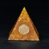 Orange Orgone Pyramid EMF Protection Quartz Reiki Meditation Orgonite Decor