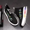 Britse stijl hoge top embroid trouwjurk sok schoenen lente herfst mannen dikke bodem ademend casual sneakers ontwerper ronde teen rijden wandelende loafers E214