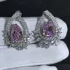 Stud Wong Rain 925 Sterling Silver 4CT VVS 3EX Poire Créée Moissanite Gemstone Wedding Party Fine Jewelry Studs Boucles D'oreilles Pour FemmesStud Kirs