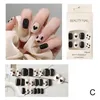 False unhas 24pcs 3d Borboleta Fake Press On Women Women Bride White Flower Designs Dicas de unhas artificiais acrílico acrílico Prud22