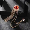 High-end Crystal Tassel Chain Brosch Pin Men's Suit Rhinestone Collar Pins Luxury Jewelry Brosches For Women Accessories