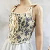 Women Corset Crop Tanks Fashion Linen Floral Tupe Tops Vintage Plastic Boned Overbust Bustier Camis Cyber Baby Tee Gothic Aesthetic Grunge Fairy Core Ropa Fairycore