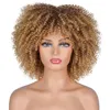 10Colors kvinnors korta lolita peruker syntetiska afro kinky lockiga bangs cosplay naturliga hårstrån peruk