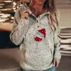 Mode Frauen Tasten Kragen Mit Kapuze Pullover Taschen Elch Druck Sweatshirt Casual Langarm Verdicken Mit Kapuze Tops Hoodies Weibliche 201203