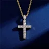 Hip Hop Cross Necklace Pendant Solid Back Iced Out Zircon with Rope Chain Tennis Necklace for Men Women