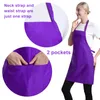 Aprons Purple Color Plain Bib Bk For Women Men Adtunisex With 2 Front Pockets amNmP5123599