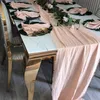 Retro Burrs eettafel loper riem kaasdoek katoen stof rauw franjes rand gaas crêpe servetten rustiek bruiloftsfeestje decor 220615