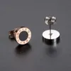 Titanium Steel Studs örhängen för män kvinnor mode märke romerska siffror enkla uttalande örhänge lyxiga vintage runda smycken nev2087240