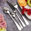 Ustinian 24pcs / 6Set plat bestick set kök porslin uppsättning rätter rostfritt stål dinnerware gaffel sked kniv set 220307