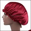 Beanie/Skl Berretti Cappelli Cappelli Sciarpe Guanti Accessori moda Tinta unita Raso di seta Cappello da notte Donna Testa Er Sleep Dhei3