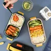 Set di stoviglie Scatola da pranzo in acciaio inossidabile Multistrato Microonde Bento Studenti Bambini Il picnic Stoviglie Conservazione del calore Snack BoxD