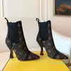 2022high-heeled alkle chelsea boots lecquered heel 뾰족한 발가락 메쉬 풀 온 가죽 아웃솔 부츠 여성 고급 디자이너 신발 공장 신발