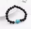 Summer Style Sea Turtle Beaded Strands Bracelets For Women Men Classic 8MM Beads Turquoise Lava Stone 3 colors Elastic Friendship Bracelet Beach Jewelry