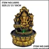 Strumenti artigianali Arti e mestieri Regali Giardino domestico Statua indù Ganesha fatta a mano Fontana d'acqua interna Decorazioni per paesaggi acquatici a led Feng Shui fortunato