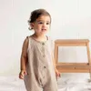 2020 Nouvelle mode d'été nouveau-né bébé fille garçon vêtements sans manches Plaids barboteuse décontracté mignon col rond combinaison tenues globales 0-18M G220521