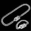 Correntes 13mm Rhinestone Icepou Miami Cuban Link Chain Charcle for Men Bracelet Set Women Hip Hop Jeia no pescoço ELLE22