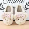 BEVERGREEN Cute Rabbit Shape Design Women Home Slippers Winter Warm Plush Shoes Fashion Bow-knot Couple Fluffy Slides T220816