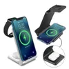 Chargeurs magnétiques sans fil rapides 15W 3 en 1, station de chargement amovible pour téléphone portable, pour montre intelligente iphone, écouteurs airpo