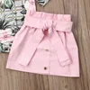 Citgeett Summer Toddler Kids Baby Girl Floral Topps Romper Short Pink Kirt Outfits kläder Summer Set J220711
