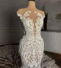 2022 Arabia Lace Mermaid Brautkleider 2020 Plus Größe Illusion Perlen Vintage Hochzeitskleider maßgeschneiderte sexy vestidos de novia